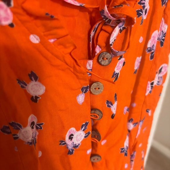 Free People Orange Floral Mini Dress size S - Picture 8 of 11